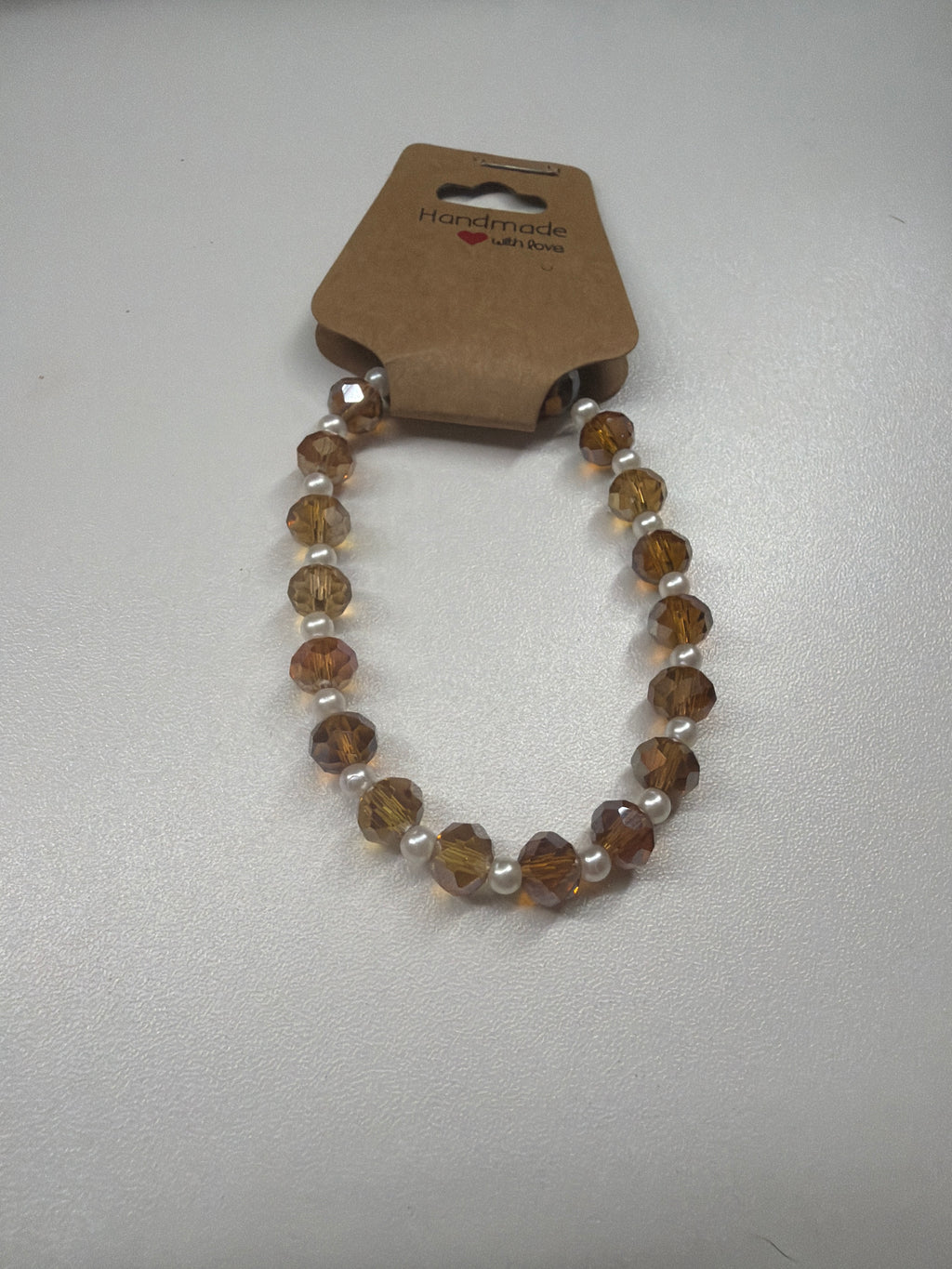 Geometric amber and pearl beaded bracelet!!