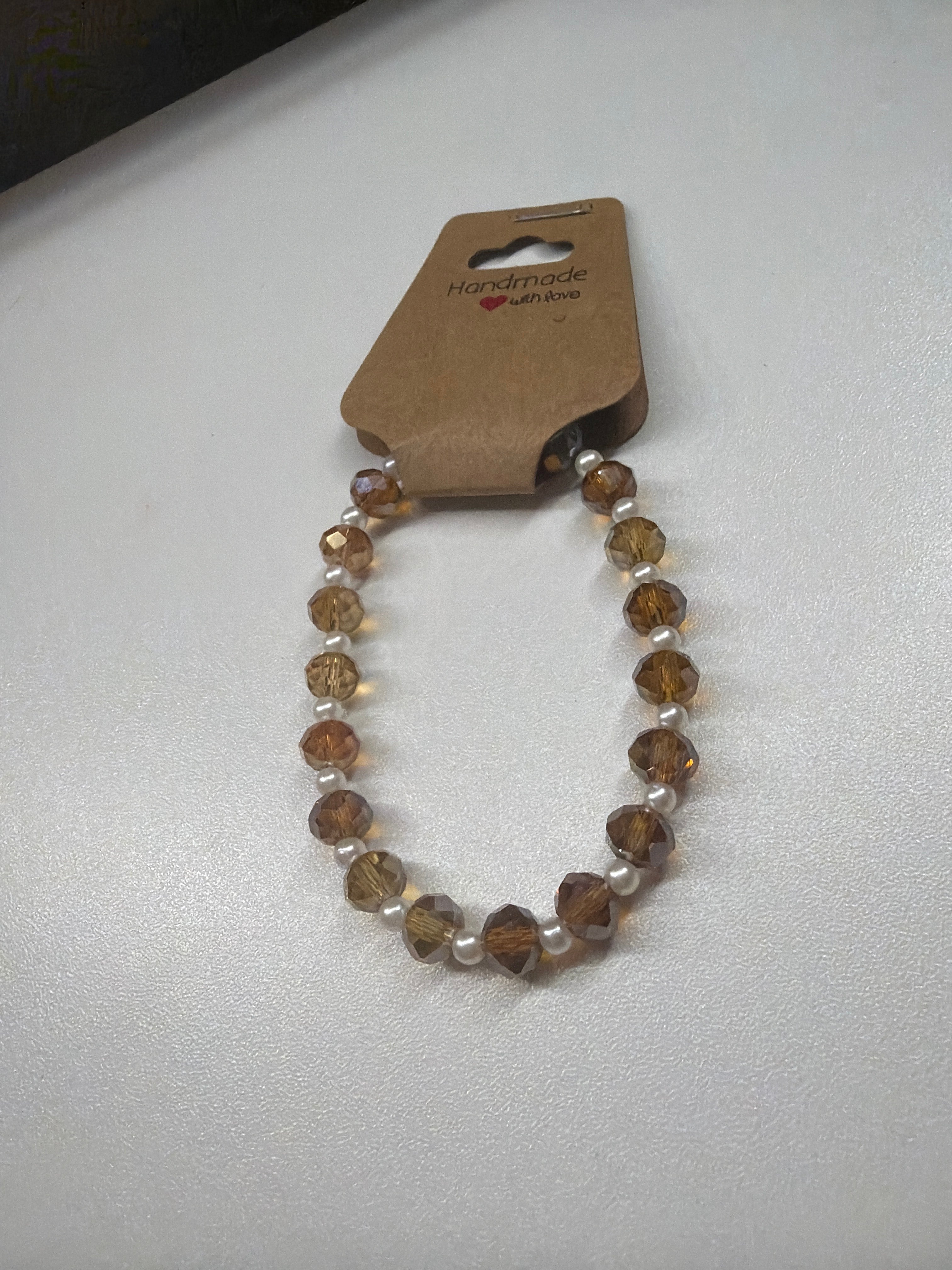 Geometric amber and pearl beaded bracelet!!