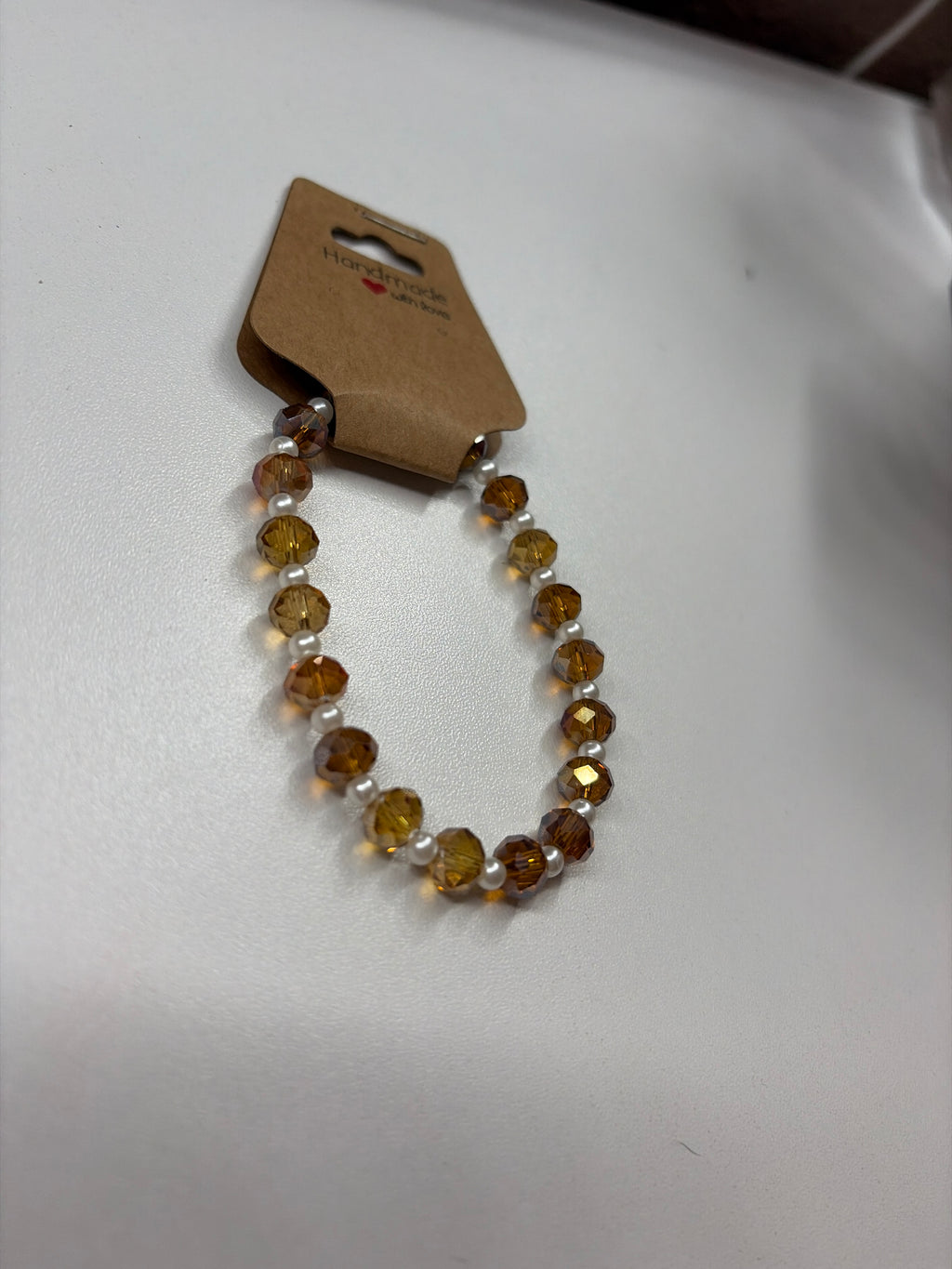 Geometric amber and pearl beaded bracelet!!